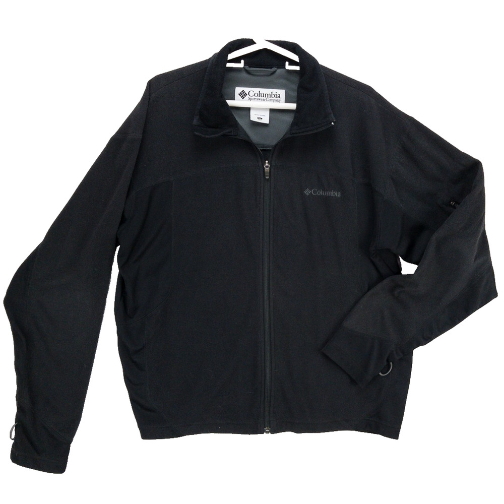 Columbia Soft Shell Jacket Men’s XL Black Lightweight Layering Glove Hooks Gear